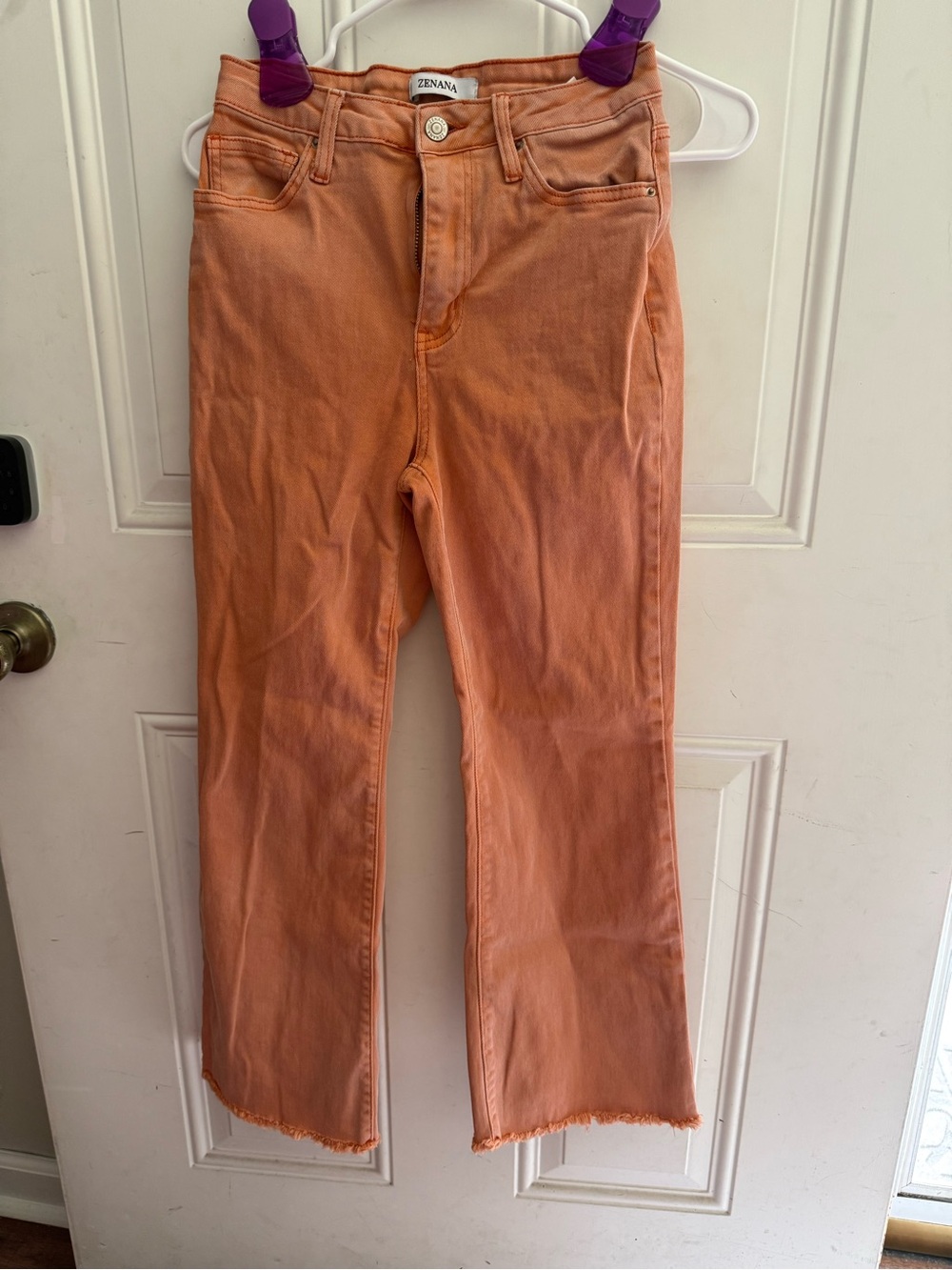 Zenana Outfitters Peach-Orange Wide-Leg Jeans